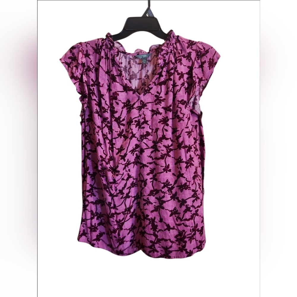 Terra & Sky Women's Plus Flutter Sleeve Blouse Sz 3X (24w-26w) NWT